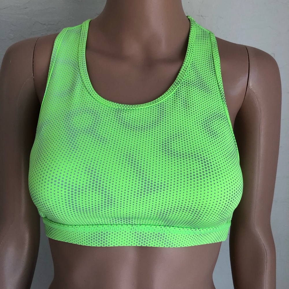 Strong By Zumba Dance Top Women’s Size S Neon Green/ White Sports Bra Activewear